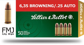 Pistolový náboj Sellier & Bellot 6,35 mm Browning FMJ 3,3 g / 50 grs 50 ks
