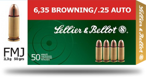 Pistolový náboj Sellier & Bellot 6,35 mm Browning FMJ 3,3 g / 50 grs 1000 ks