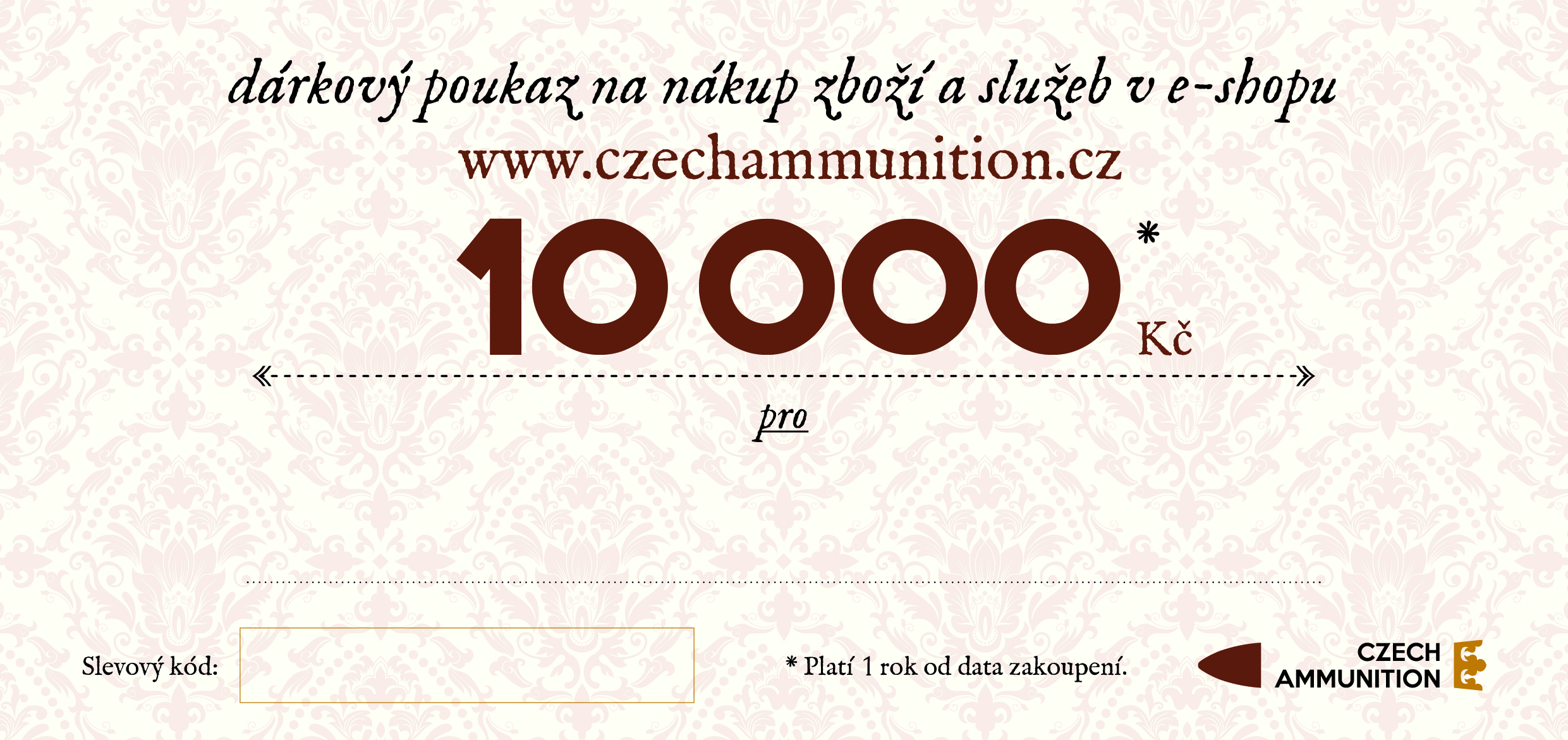 Dárkový poukaz na nákup v e-shopu www.czechammunition.cz v hodnotě 10.000 Kč