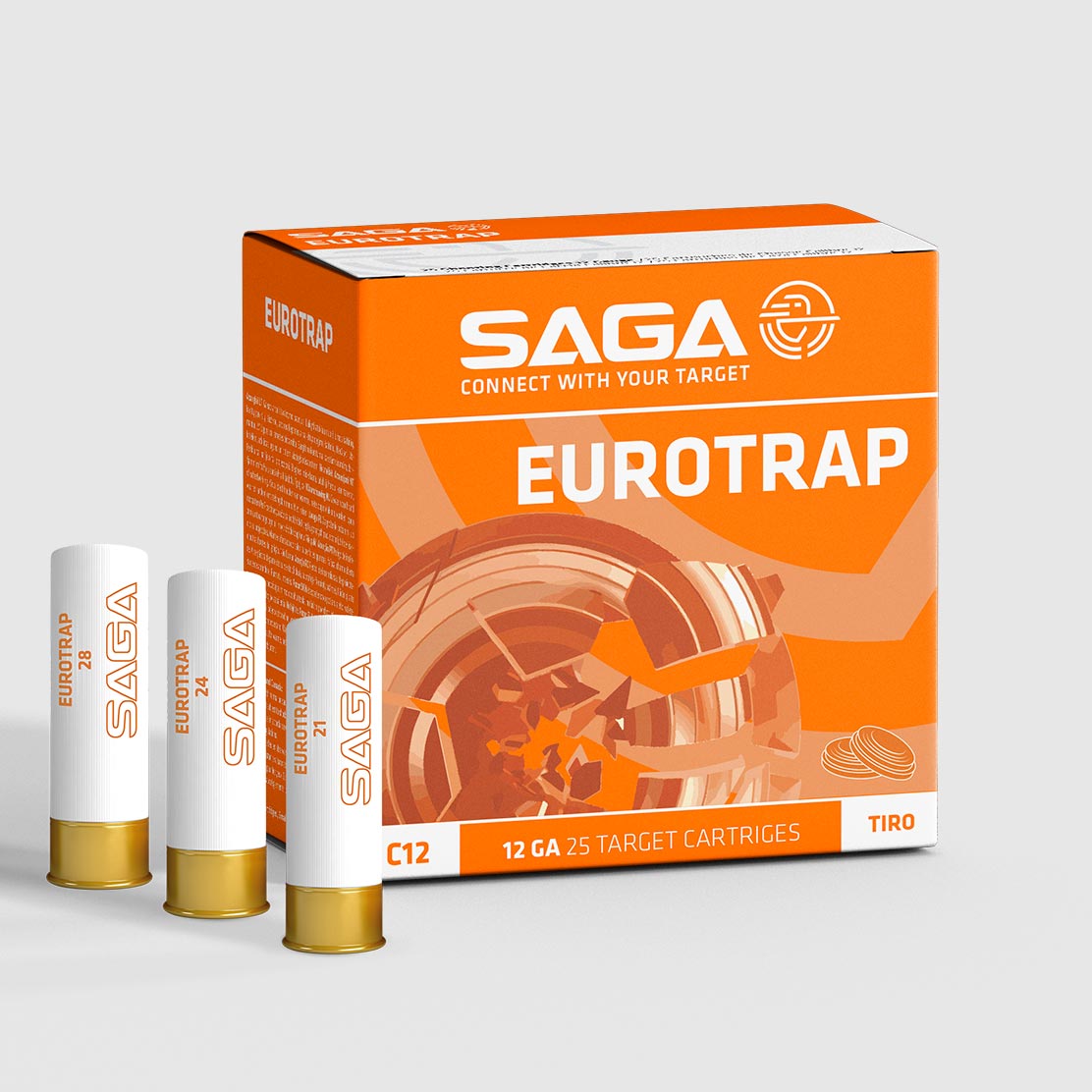 Sportovní brokový náboj Saga Eurotrap 28 g 12/70 brok 2,4 mm