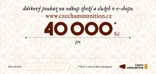 Dárkový poukaz na nákup v e-shopu www.czechammunition.cz v hodnotě 40.000 Kč