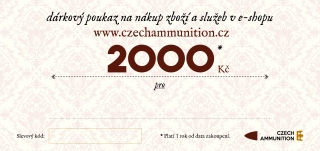 Dárkový poukaz na nákup v e-shopu www.czechammunition.cz v hodnotě 2.000 Kč