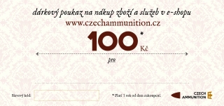 Dárkový poukaz na nákup v e-shopu www.czechammunition.cz v hodnotě 100 Kč