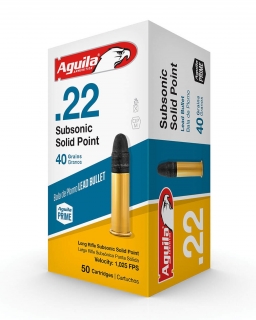 Malorážkový náboj Aguila .22 LR Subsonic Solid Point 2,6 g / 40 grs